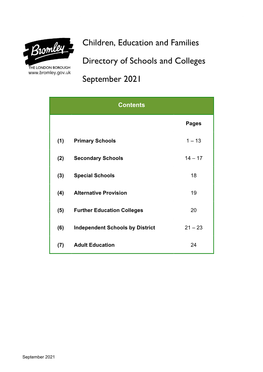 Schools, Colleges and Other Establishments