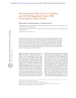 Class of Cytokines and the IFN Regulatory Factor (IRF) Transcription Factor Family