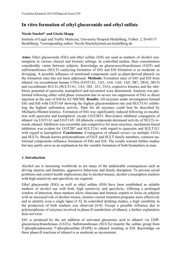 In Vitro Formation of Ethyl Glucuronide and Ethyl Sulfate