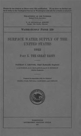 Surface Water Supply of the United States 1922 Part X