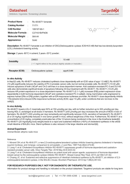 Datasheet Inhibitors / Agonists / Screening Libraries a DRUG SCREENING EXPERT