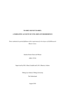 A NORMATIVE ACCOUNT of CIVIL SERVANT DISOBEDIENCE Thesis