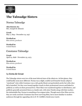 The Talmadge Sisters
