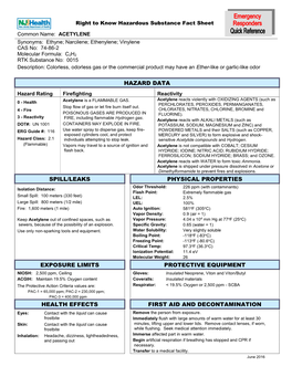 Hazard Data Spill/Leaks Physical Properties