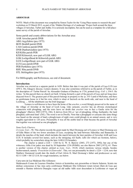 Place Names of the Parish of Arrochar