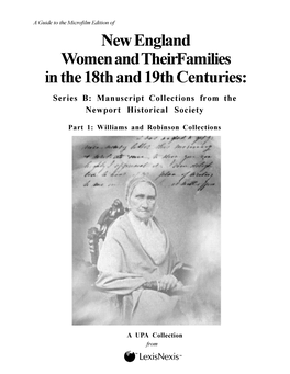 New England Women and Their Families in the 18Th and 19Th Centuries: Series B: Manuscript Collections from the Newport Historical Society