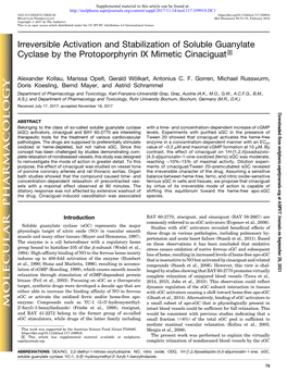 Irreversible Activation and Stabilization of Soluble Guanylate Cyclase by the Protoporphyrin IX Mimetic Cinaciguat S