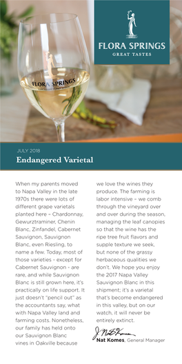 Endangered Varietal