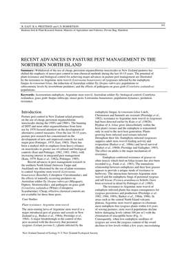 Recent Advances in Pasture Pest Management in The