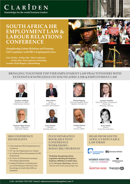 South Africa Hr Employment Law & Labour Relations Conference