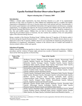 Upazila Parishad Election Observation Report 2009
