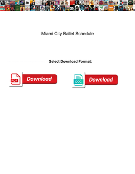 Miami City Ballet Schedule