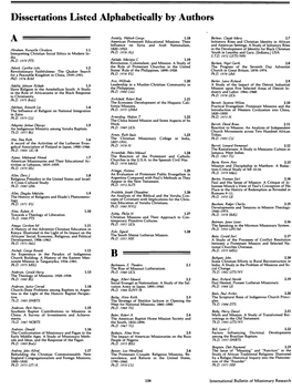 Dissertations Listed Alphabetically by Authors B