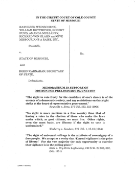 Memo in Support of Preliminary Injunction