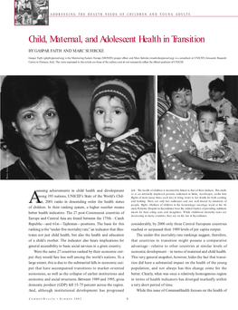 Child, Maternal, and Adolescent Health in Transition