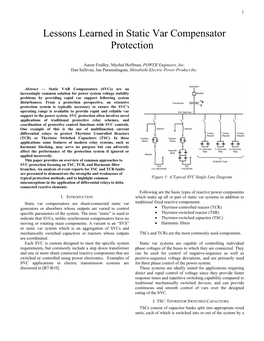 Lessons Learned in Static Var Compensator Protection