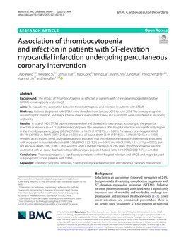 Association of Thrombocytopenia and Infection in Patients with ST