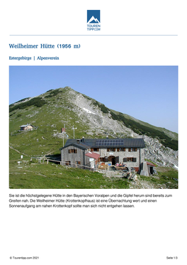 Weilheimer Hütte (1956 M)