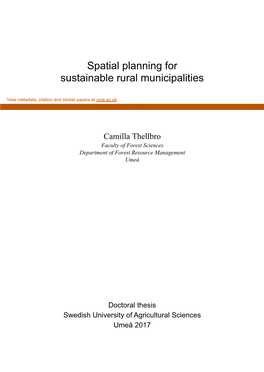 Spatial Planning for Sustainable Rural Municipalities