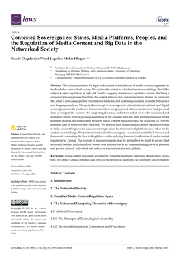 Contested Sovereignties: States, Media Platforms, Peoples, and the Regulation of Media Content and Big Data in the Networked Society