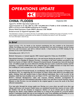 CHINA: FLOODS 3 September 2003 Appeal No