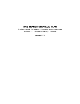 Rail Transit Strategic Plan Final INCOG 2008