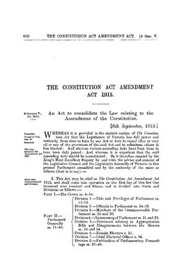 The Constitution Act Amendment Act 1915