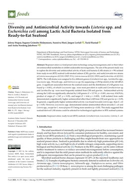 Diversity and Antimicrobial Activity Towards Listeria Spp. and Escherichia Coli Among Lactic Acid Bacteria Isolated from Ready-To-Eat Seafood