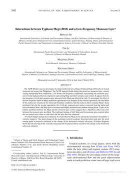 Interactions Between Typhoon Megi (2010) and a Low-Frequency Monsoon Gyre*