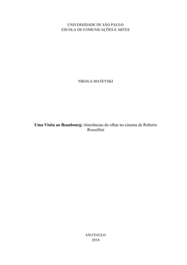 Itinerâncias Do Olhar No Cinema De Roberto Rossellini