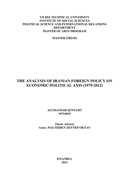 The Analysis of Iranian Foreign Policy on Economic-Political Axis (1979-2012)