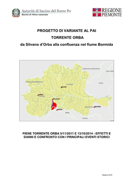 PROGETTO DI VARIANTE AL PAI TORRENTE ORBA Da Silvano D'orba Alla Confluenza Nel Fiume Bormida