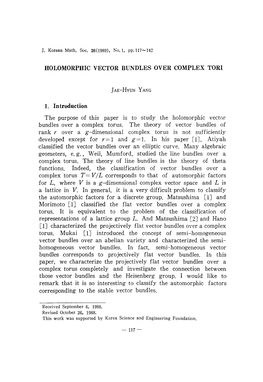 Holomorphic Vector Bundles Over Complex Tori 1