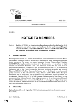 En En Notice to Members