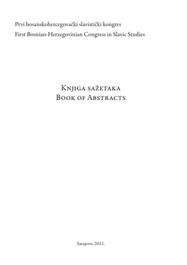 Knjiga Sažetaka Book of Abstracts
