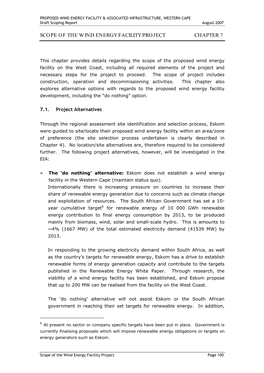 Scope of the Wind Energy Facility Project Chapter 7