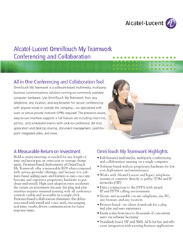 Alcatel-Lucent Omnitouch My Teamwork Conferencing and Collaboration