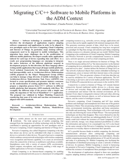 Migrating C/C++ Software to Mobile Platforms in the ADM Context Liliana Martinez1, Claudia Pereira1, Liliana Favre1,2