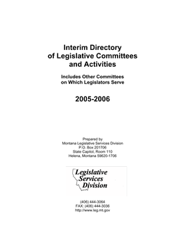Interim Directory of Legislative Committees and Activities 2005-2006