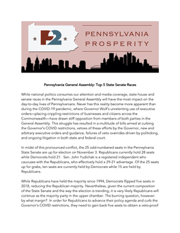 While National Politics Consumes Our Attention and Media Coverage, State House and Senate Races in the Pennsylvania General Asse