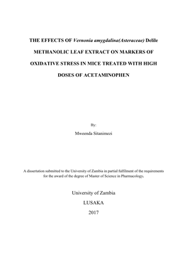 THE EFFECTS of Vernonia Amygdalina(Asteraceae) Delile