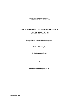 The Warhorse and Military Service Under Edward Iii