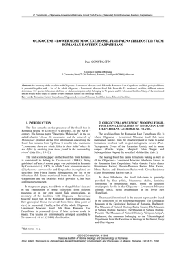 Lowermost Miocene Fossil Fish-Fauna (Teleostei) from Romanian Eastern Carpathians