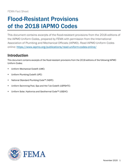Flood-Resistant Provisions of the 2018 IAPMO Codes