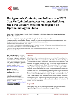 Ophthalmology in Western Medicine), the First Western Medical Monograph on Ophthalmology in China
