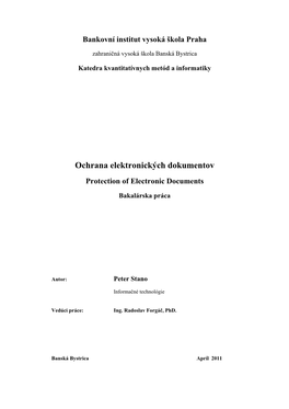 Ochrana Elektronických Dokumentov Protection of Electronic Documents