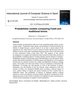 Probabilistic Models Comparing Fast4 and Traditional Tennis