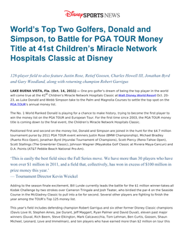 World's Top Two Golfers, Donald and Simpson, to Battle for PGA