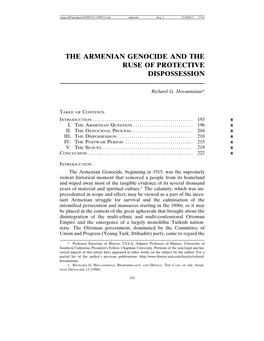 The Armenian Genocide and the Ruse of Protective Dispossession