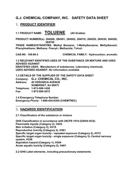 G.J. Chemical Company, Inc. Safety Data Sheet